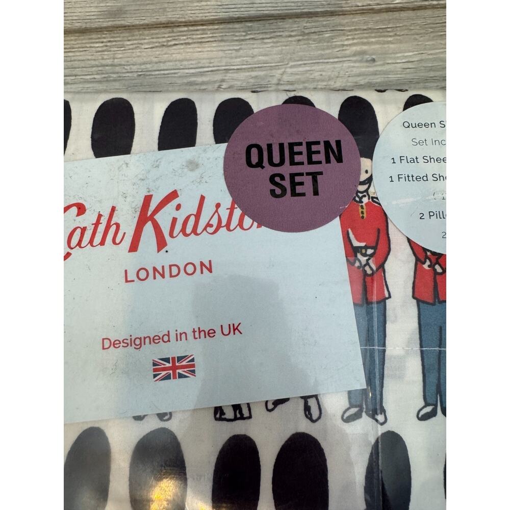 Cath Kidston London Guards Queen Sheet Set Multicolor Cotton - 4 Pc Set - Picture 3 of 4